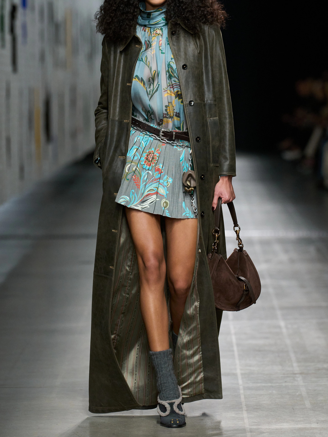 Etro Scarf-detailed Floral-print Silk-organza Blouse In Blue