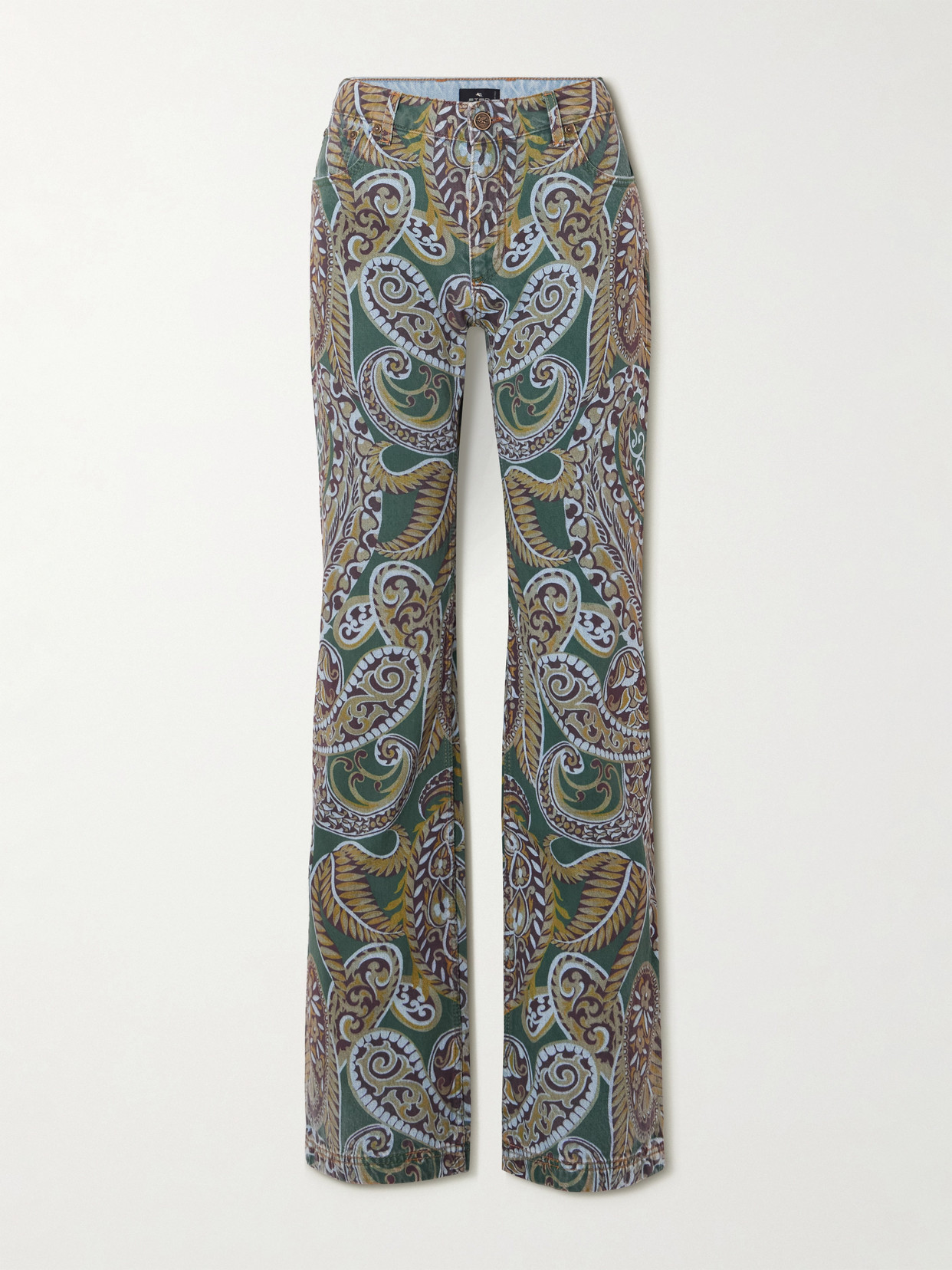 Etro Paisley-print Flared Jeans In Blue