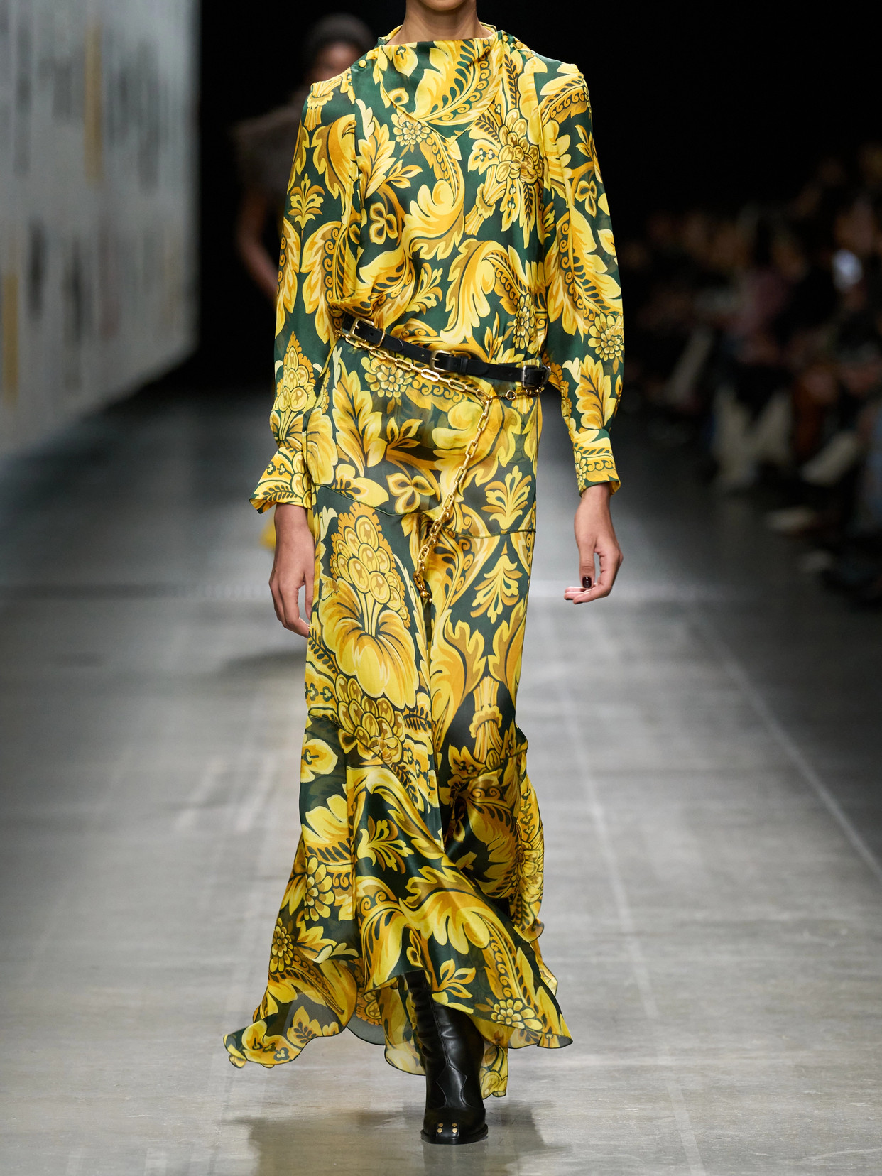 Asymmetric Ruffled Printed Silk Skirt