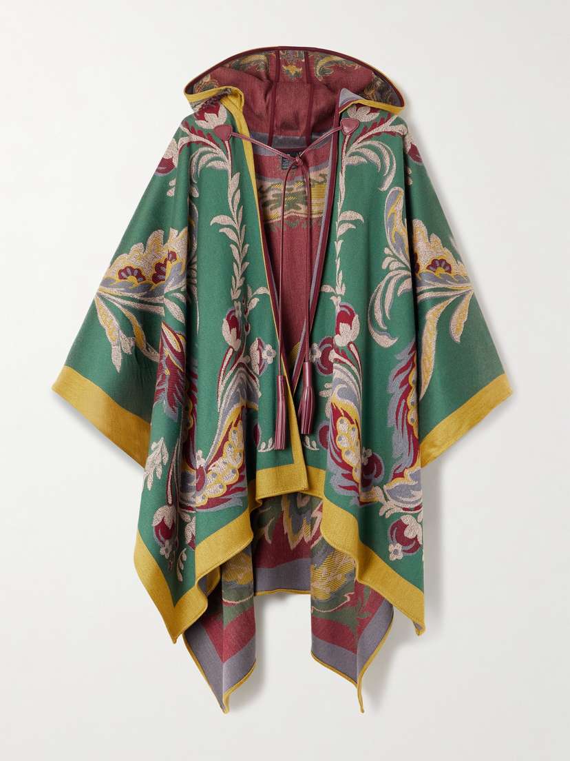 Etro Wool-blend Jacquard Hooded Cape