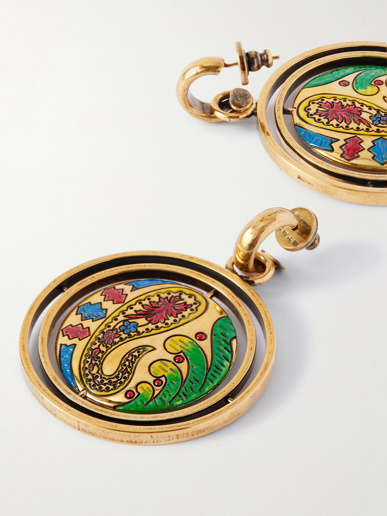 Etro Gold-tone And Enamel Earrings In Metallic