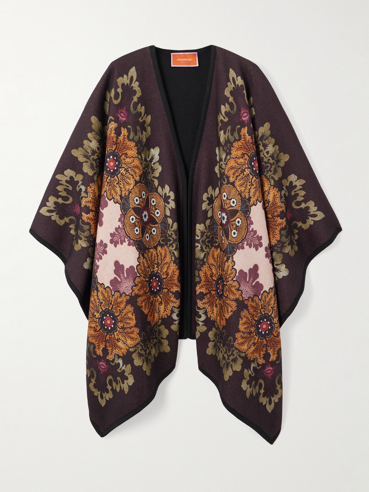 La Doublej Printed Virgin Wool Poncho In Multi