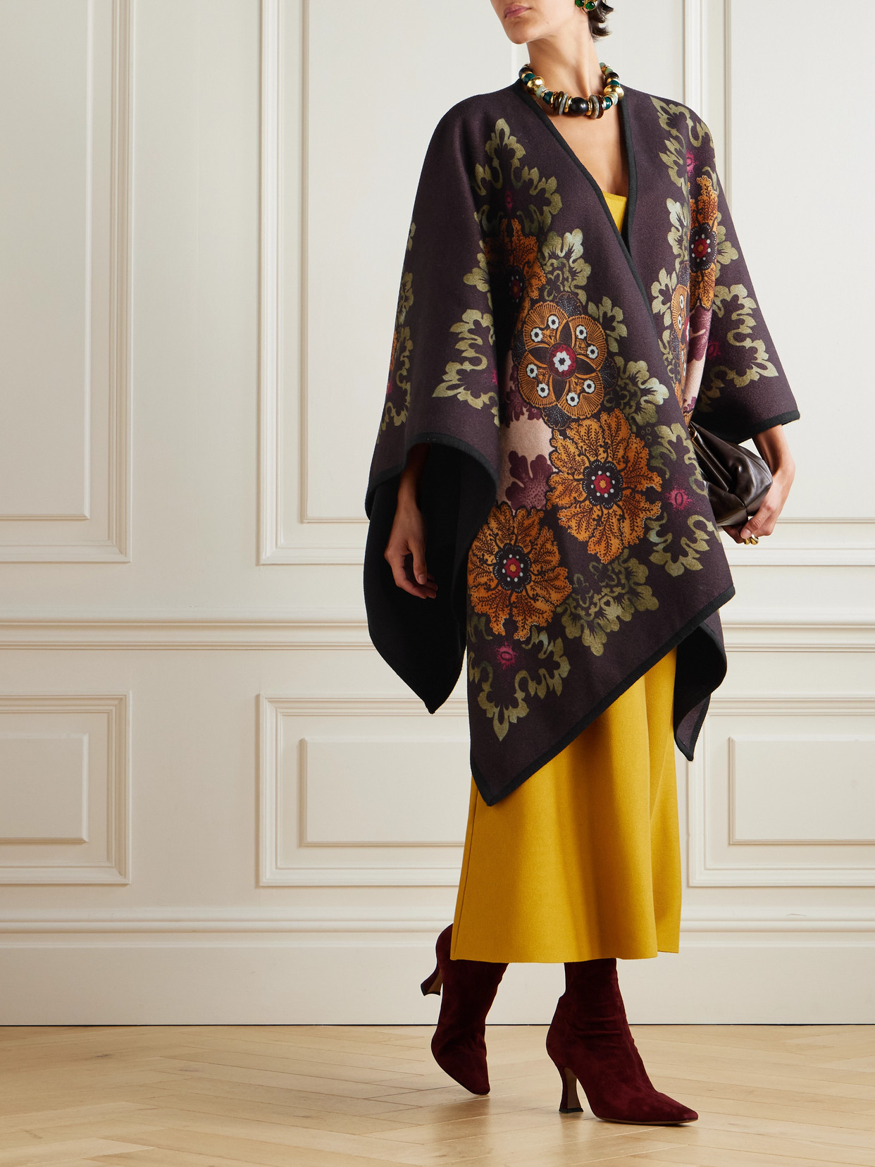 La Doublej Printed Virgin Wool Poncho In Multi