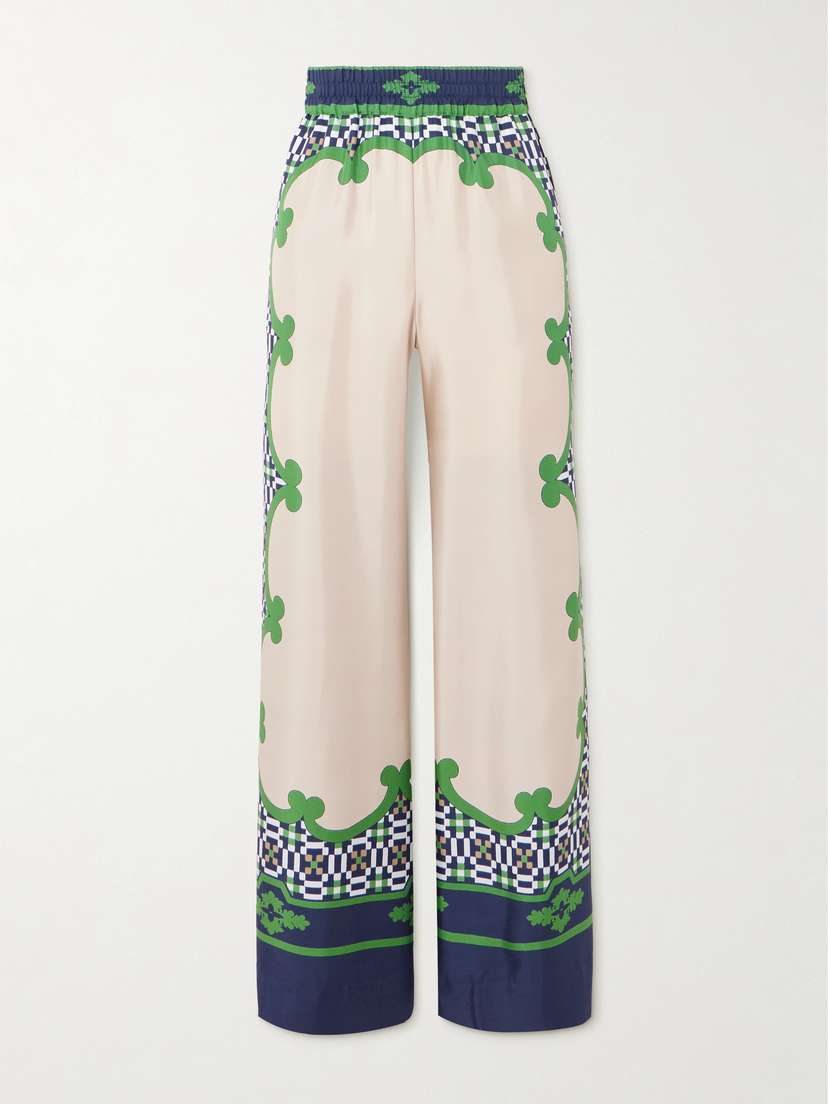 La DoubleJ Icon Printed Silk-twill Wide-leg Pants