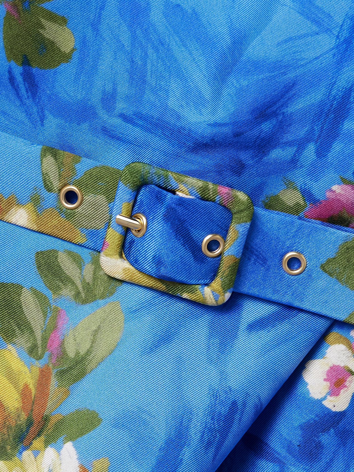 La Doublej Roy One-shoulder Belted Floral-print Silk-twill Maxi Dress In Blue