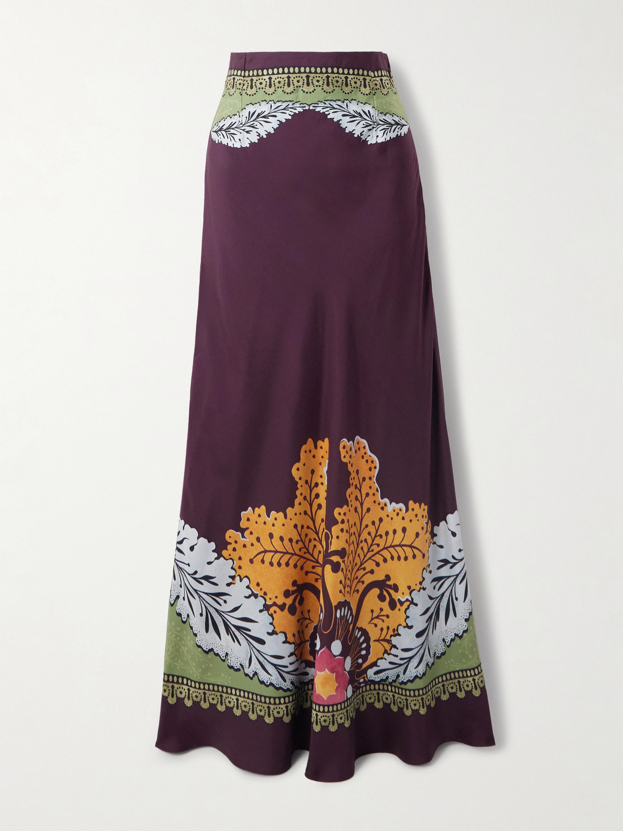 La Doublej Printed Silk-twill Maxi Skirt In Purple