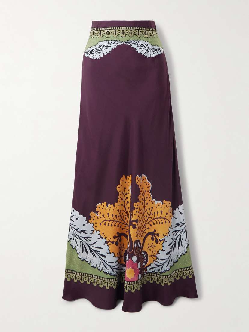 La DoubleJ Printed Silk-twill Maxi Skirt