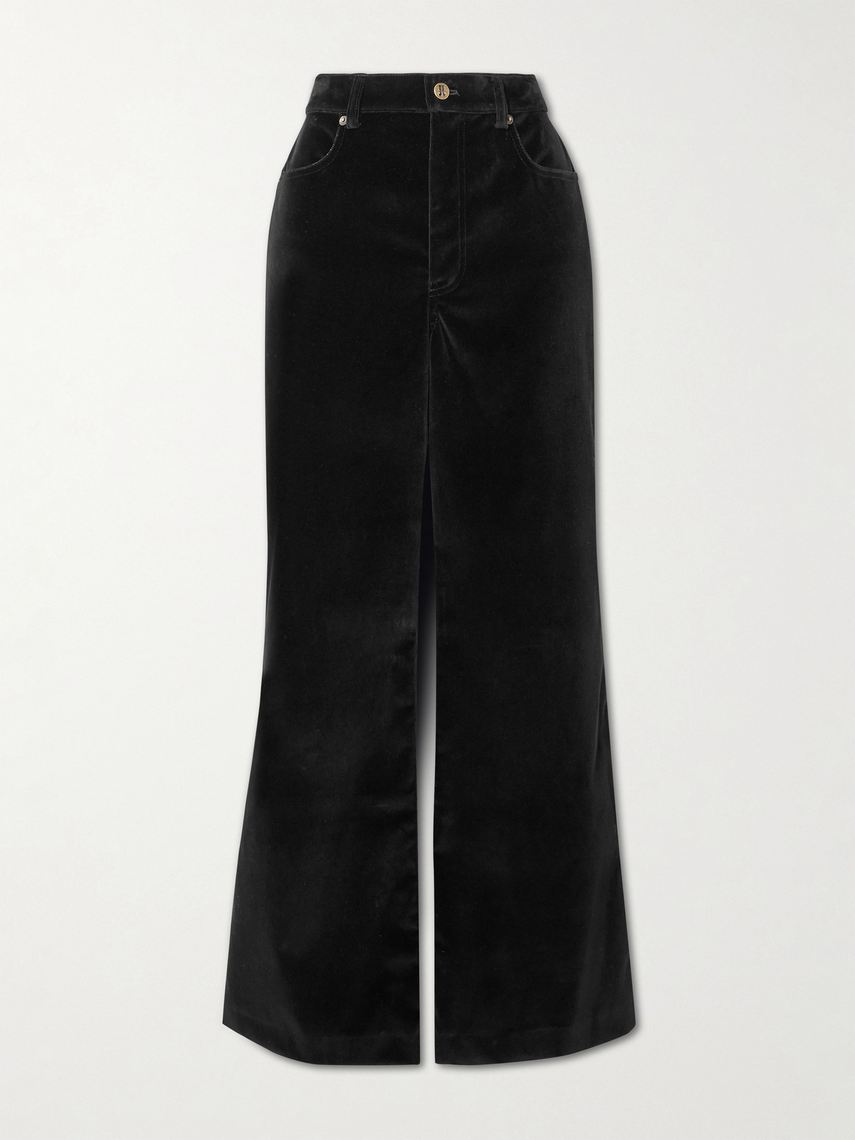 La Doublej Cotton-velvet Wide-leg Pants In Black