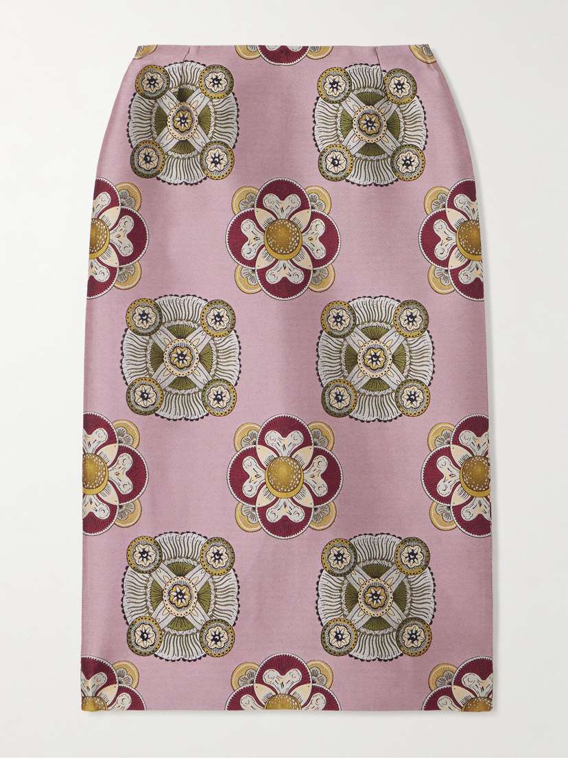 La DoubleJ Satin-jacquard Midi Skirt
