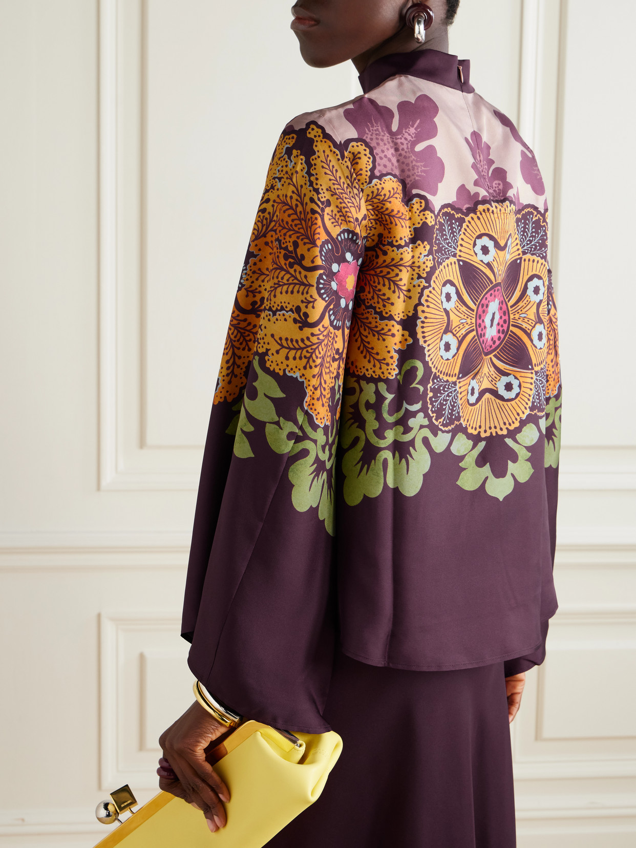 La Doublej Make An Exit Printed Silk-twill Blouse In Multi
