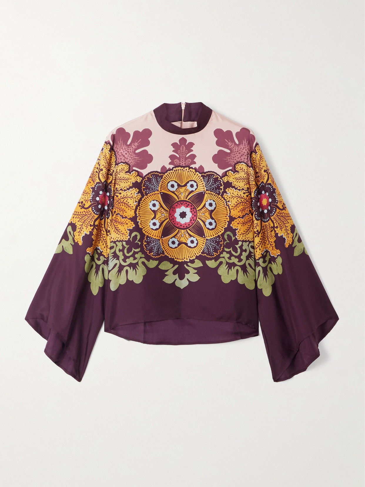 La Doublej Make An Exit Printed Silk-twill Blouse In Multi