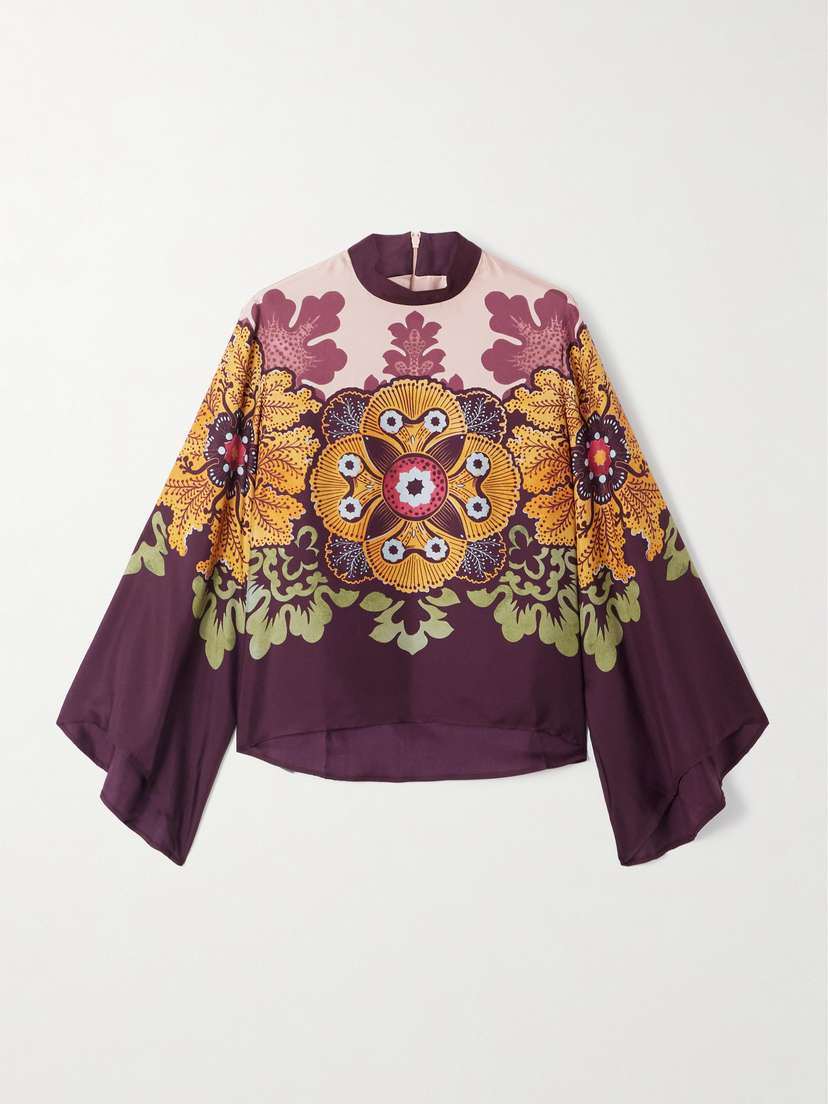 La DoubleJ Make An Exit Printed Silk-twill Blouse