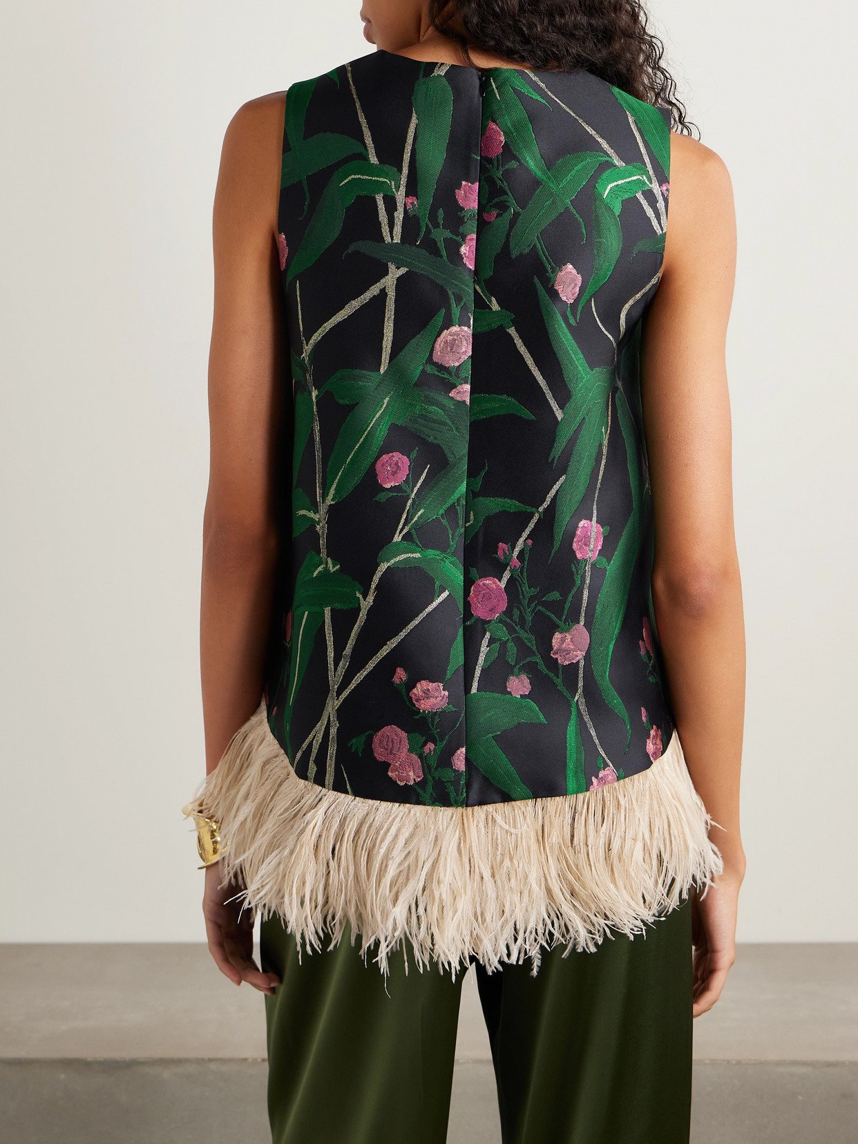 La Doublej Bamboo-print Top In Green