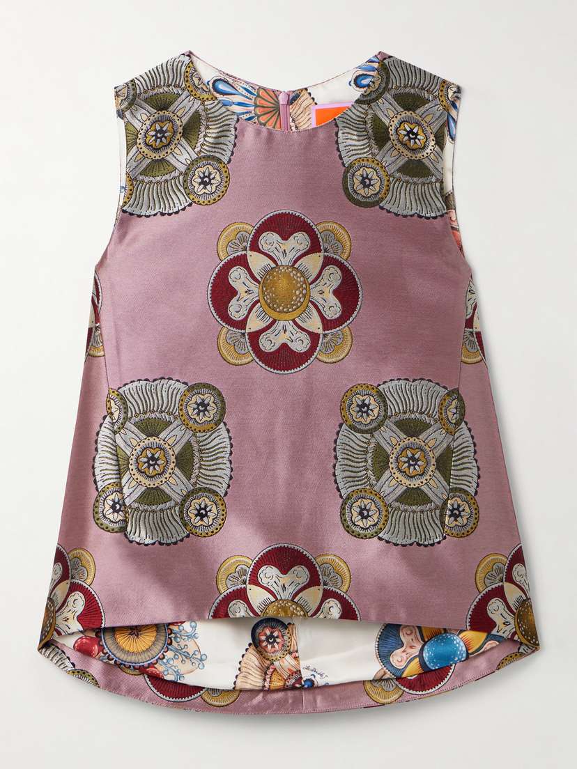 La DoubleJ Icon La Scala Satin-jacquard Top