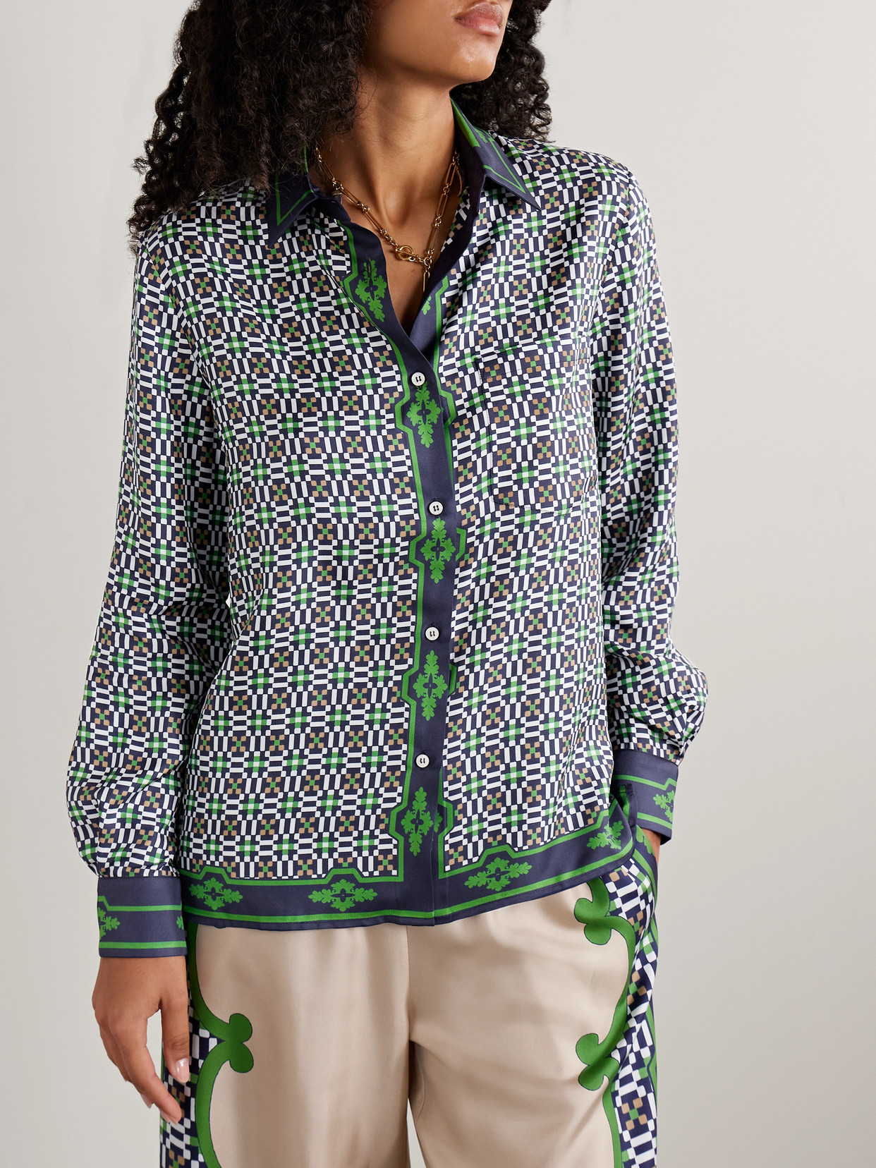 Icon Boy Printed Silk-Twill Shirt