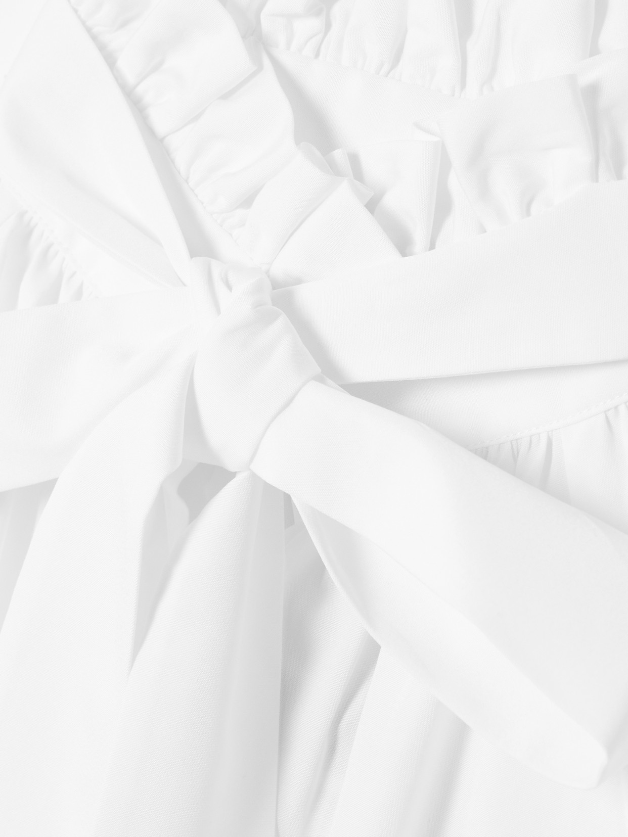 La Doublej Icon Cerere Tie-detailed Ruffled Cotton-poplin Blouse In White