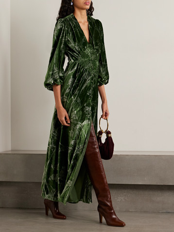 La DoubleJ Camerino printed velvet maxi dress