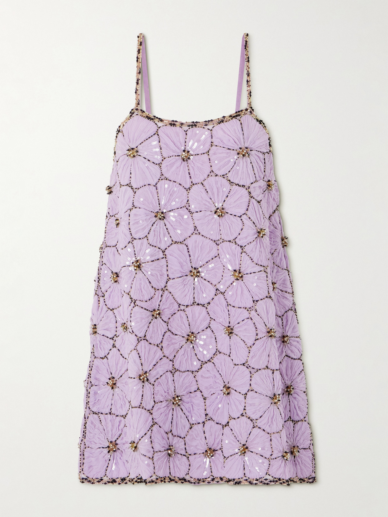 La Doublej Sedgewick Embellished Crepe De Chine Mini Dress In Purple