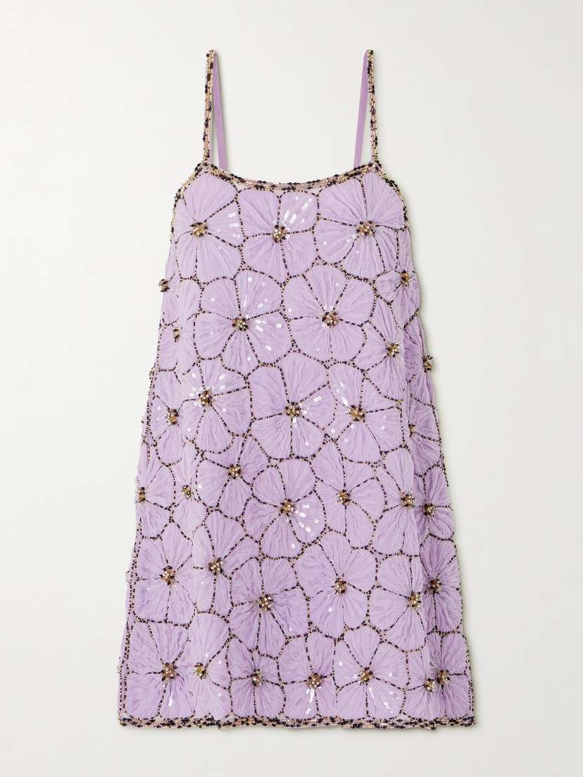 La DoubleJ Sedgewick Embellished Crepe De Chine Mini Dress