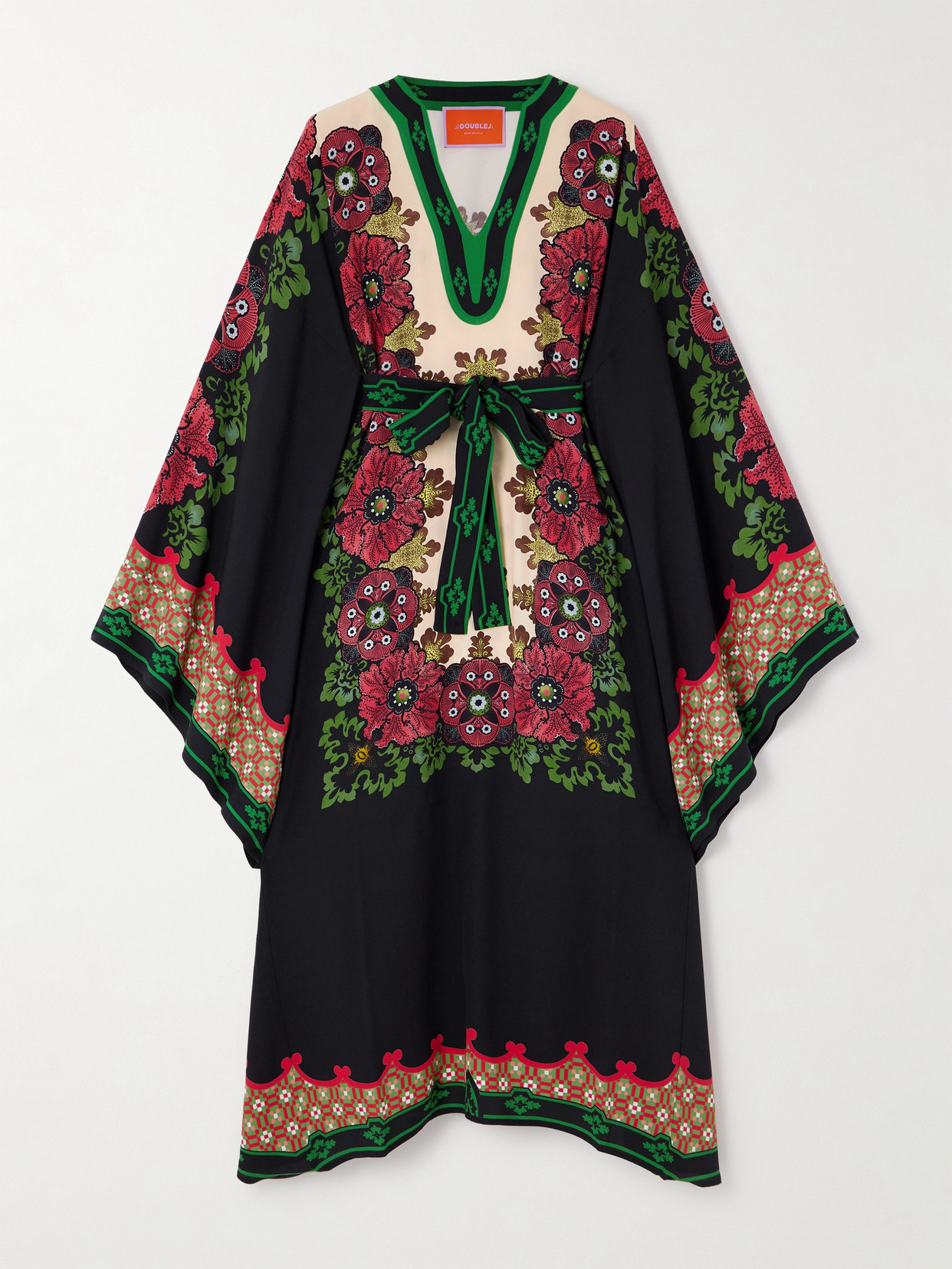 La Doublej Floral-print Asymmetric Day Dress In Black