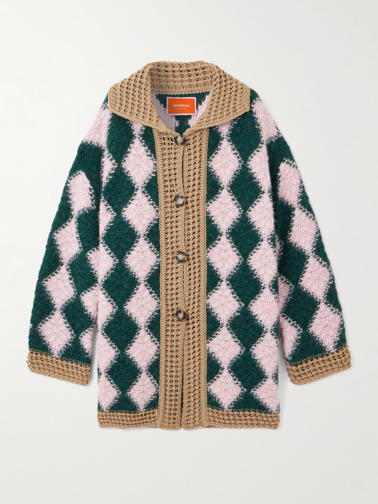 La Doublej Bowling Crocheted Wool-blend Cardigan In Multi