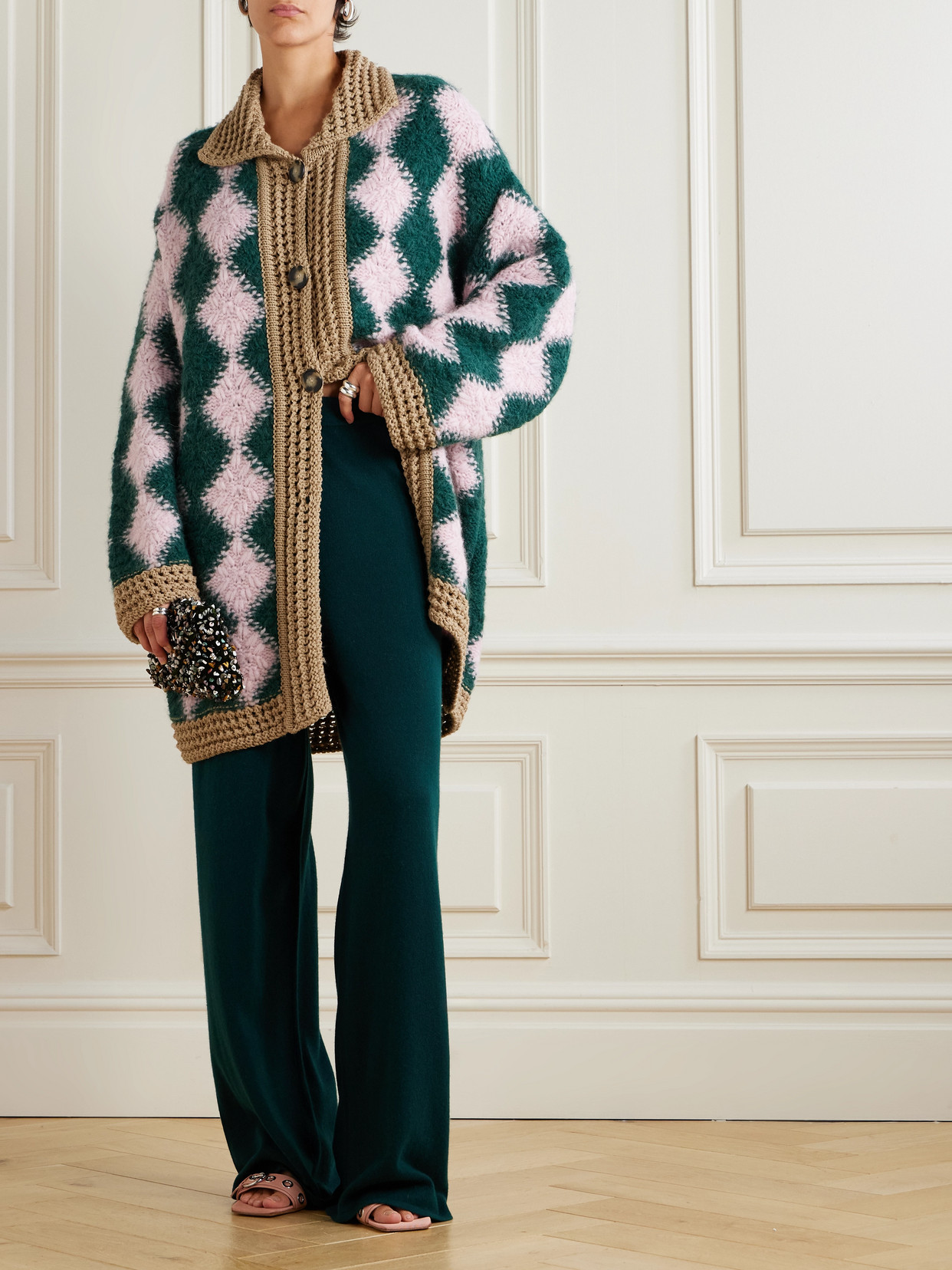 La Doublej Bowling Crocheted Wool-blend Cardigan In Multi