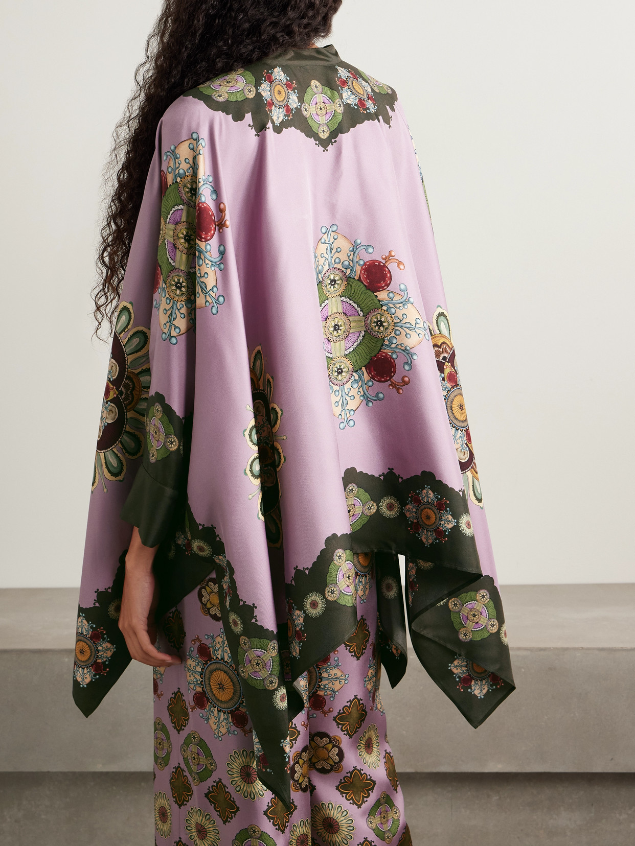 Icon Foulard Draped Printed Silk-Twill Shirt