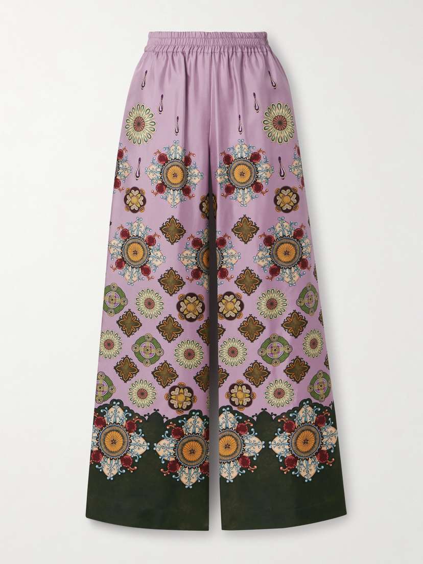 La DoubleJ Icon Palazzo Printed Silk-twill Wide-leg Pants