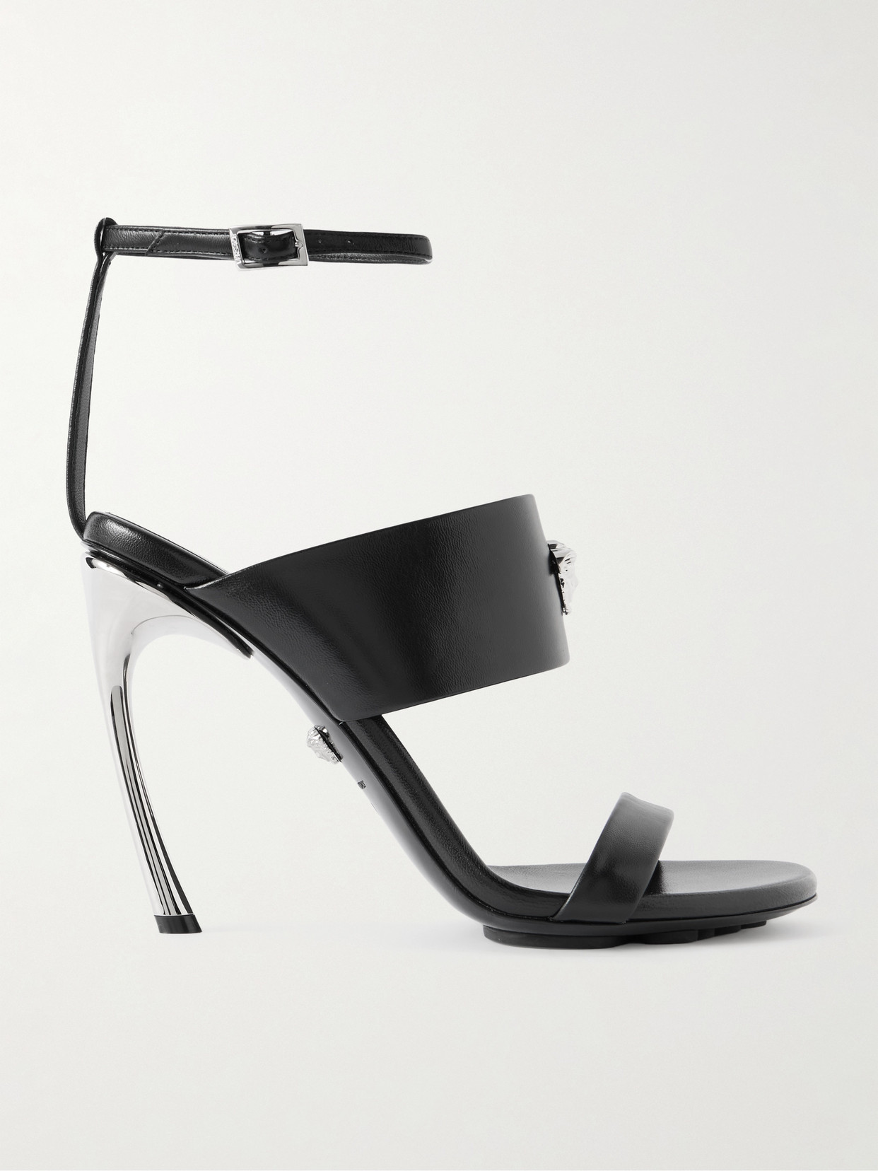 Versace Pincer La Medusa Leather Sandals In Black