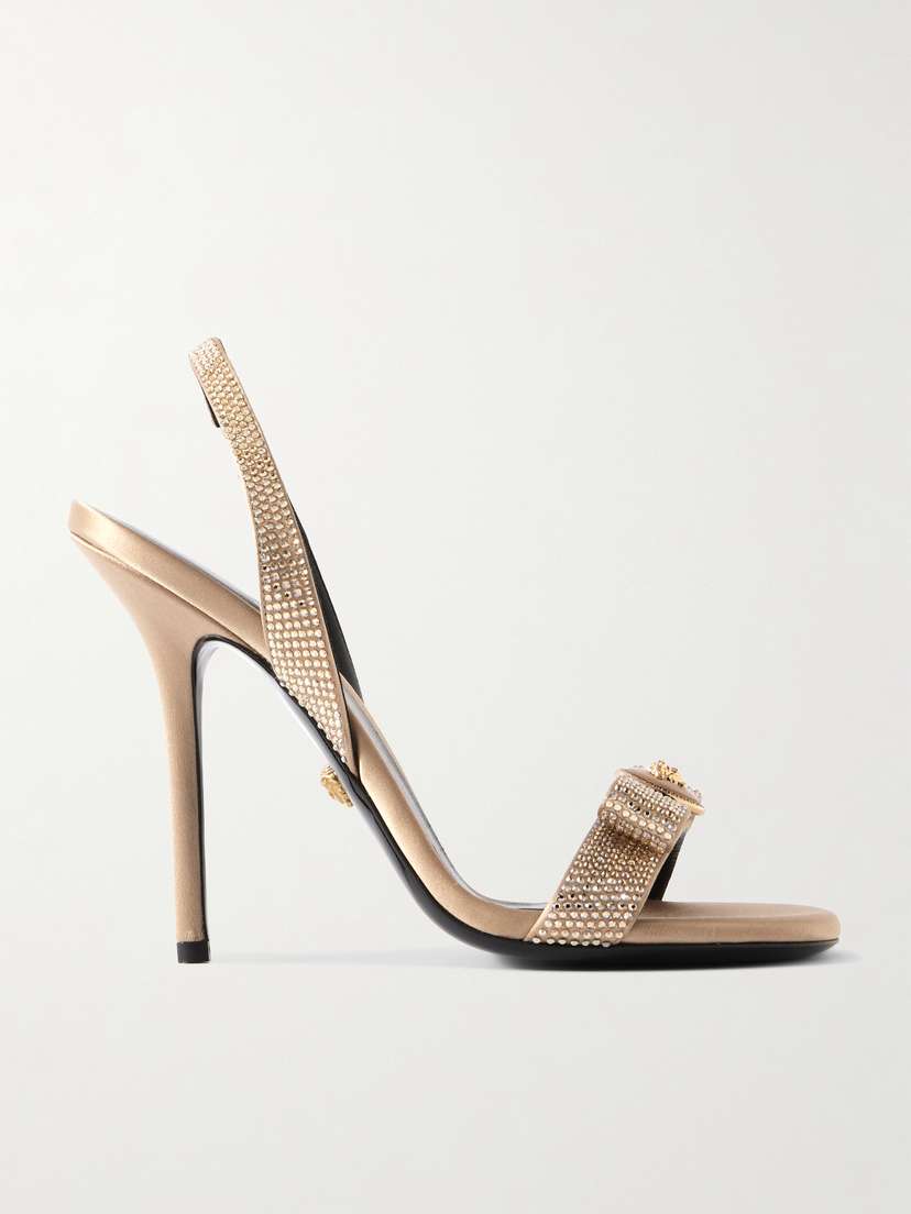 Versace Opera Embellished Satin Slingback Sandals