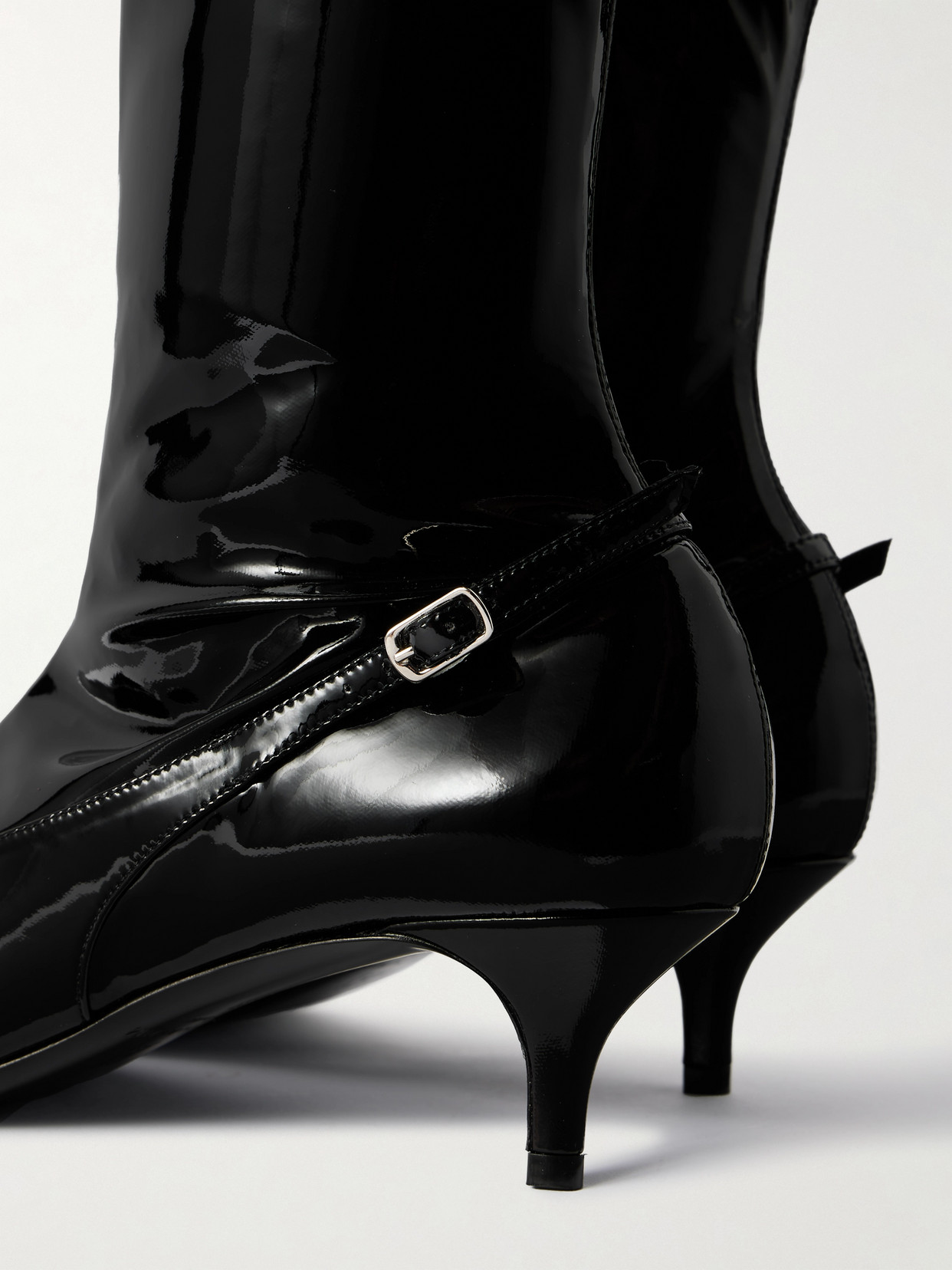 Magda Butrym Buckled Patent-leather Knee Boots In Black