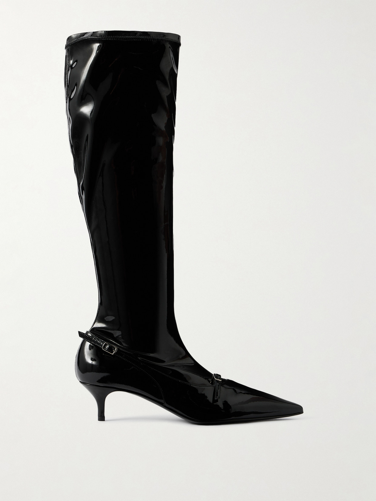 Magda Butrym Buckled Patent-leather Knee Boots In Black