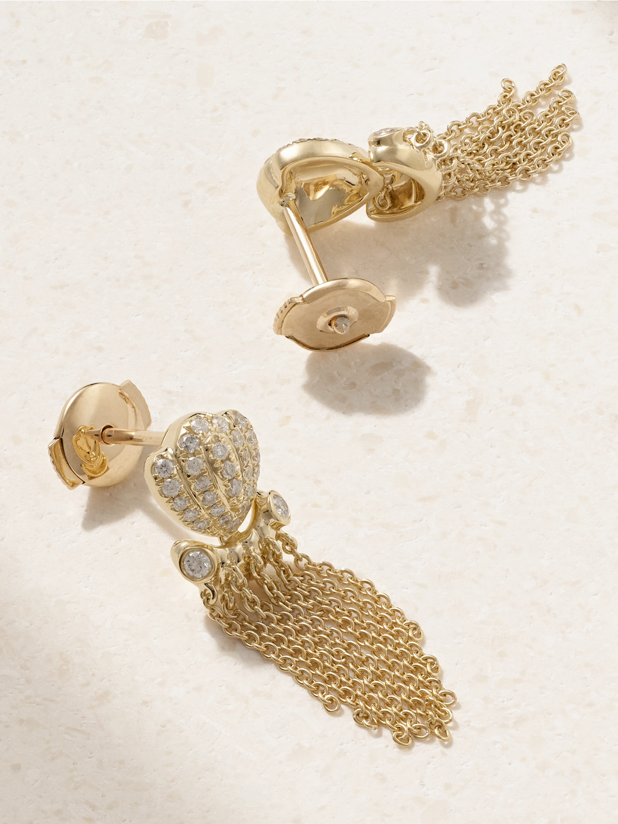Yvonne Léon Poulpes 9-karat Gold Diamond Earrings In Gold