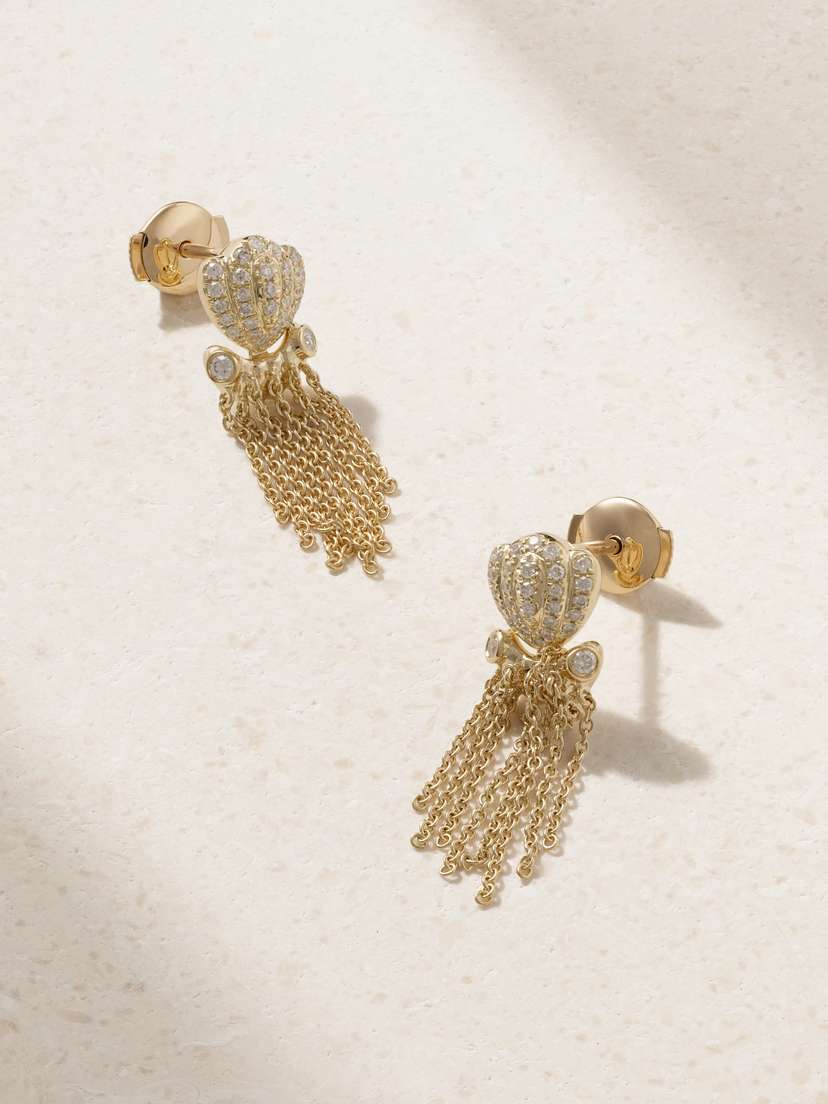 Yvonne Léon Poulpes 9-karat Gold Diamond Earrings