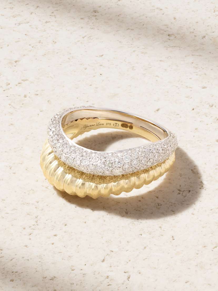 Yvonne Léon Bouée Vague 9-karat Yellow And White Gold Diamond Ring