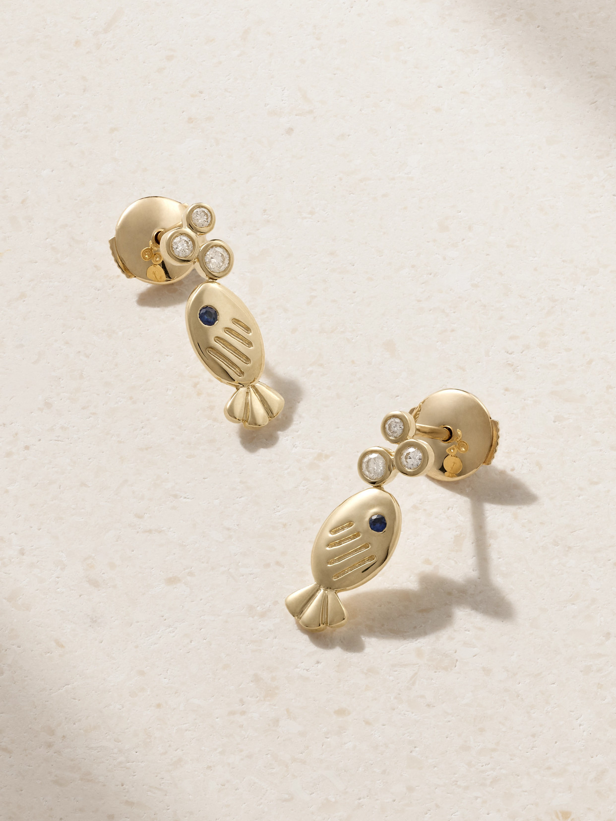 Yvonne Léon Sous L'eau 9-karat Gold, Diamond And Sapphire Earrings