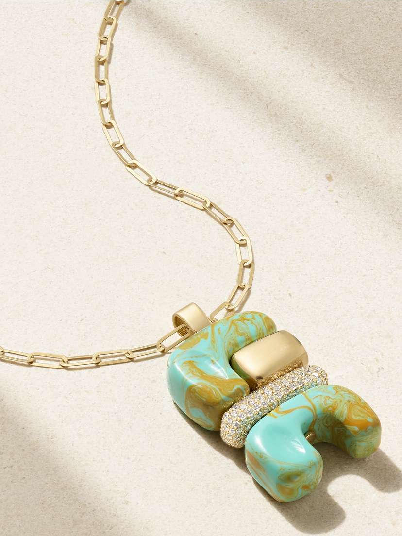 Joelle Kharrat Totem Gold, Turquoise And Diamond Necklace