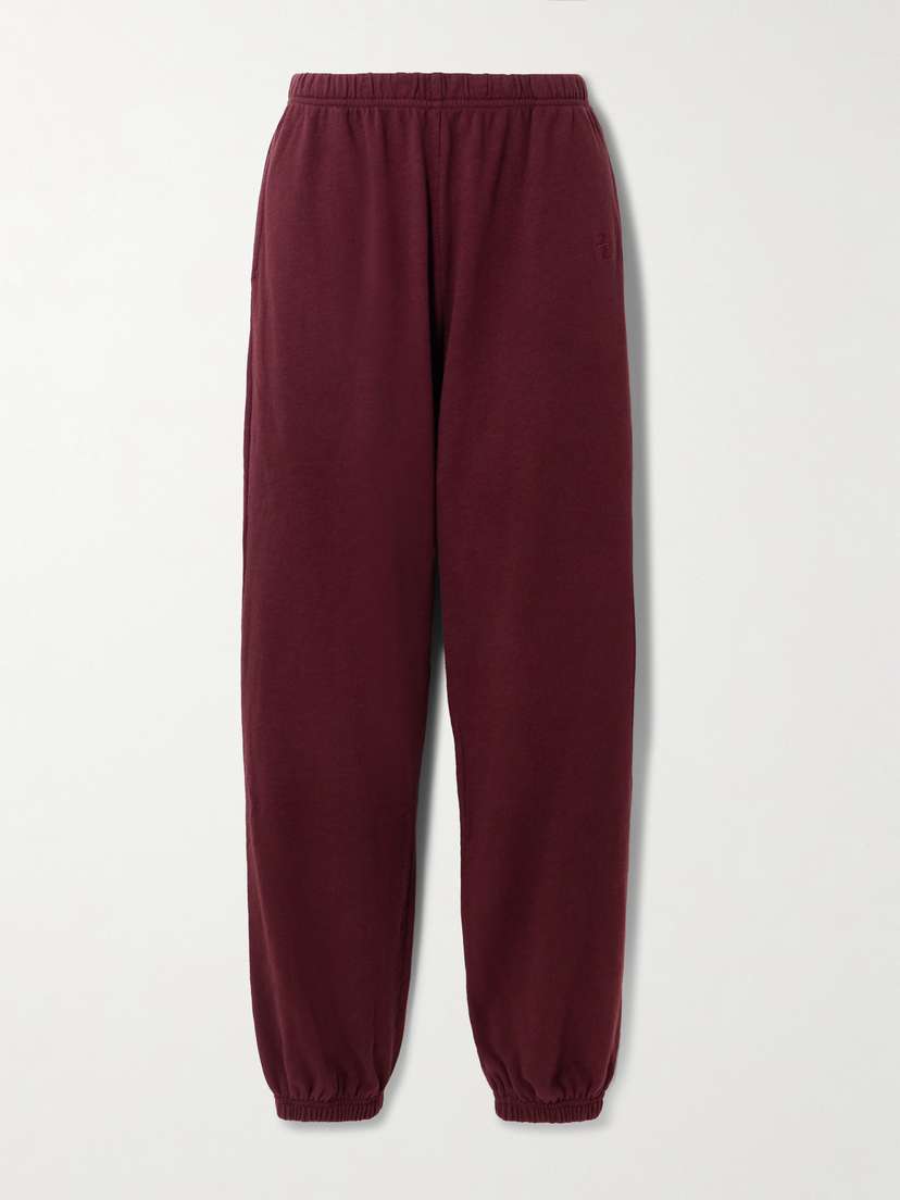 ÉTERNE Vinny Embroidered Tapered Cotton-jersey Track Pants