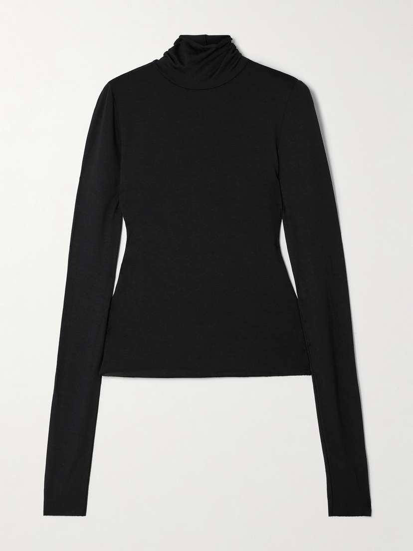 ÉTERNE Stretch-modal Jersey Turtleneck Top