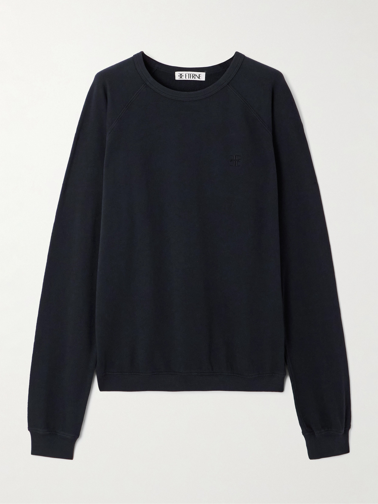 Éterne Oversized Embroidered Cotton-jersey Sweatshirt In Black