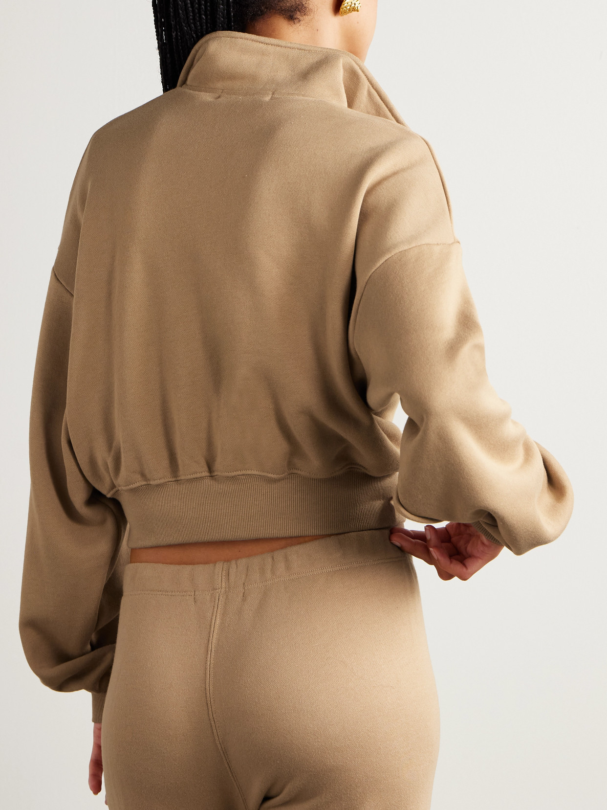 Éterne - Cropped Embroidered Cotton And Modal-Blend Jersey Sweatshirt