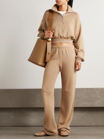 ÉTERNE Cropped embroidered cotton and modal-blend jersey sweatshirt