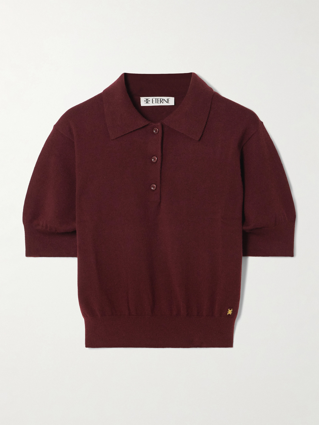 Éterne Journey Embellished Cashmere Polo Shirt In Burgundy