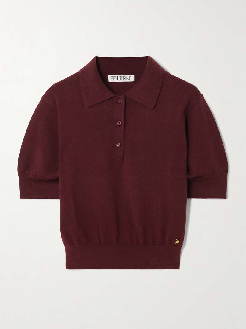 ÉTERNE Journey Embellished Cashmere Polo Shirt