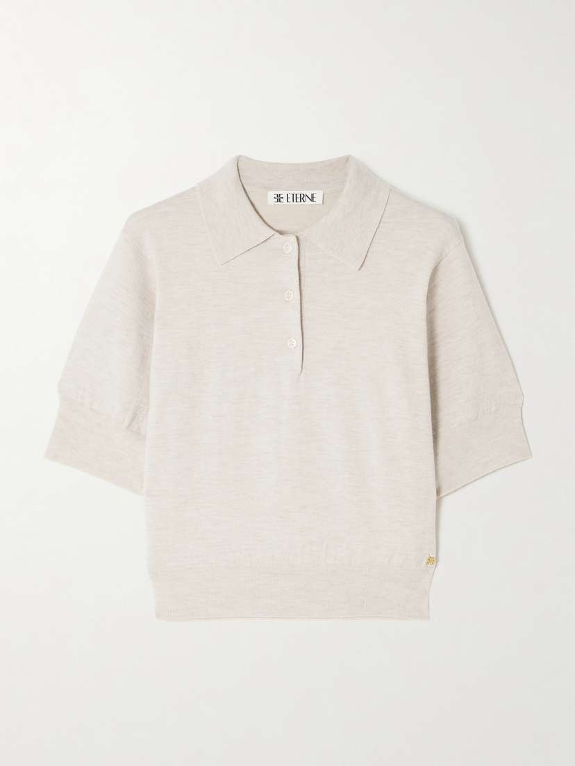 ÉTERNE Journey Embellished Cashmere Polo Shirt