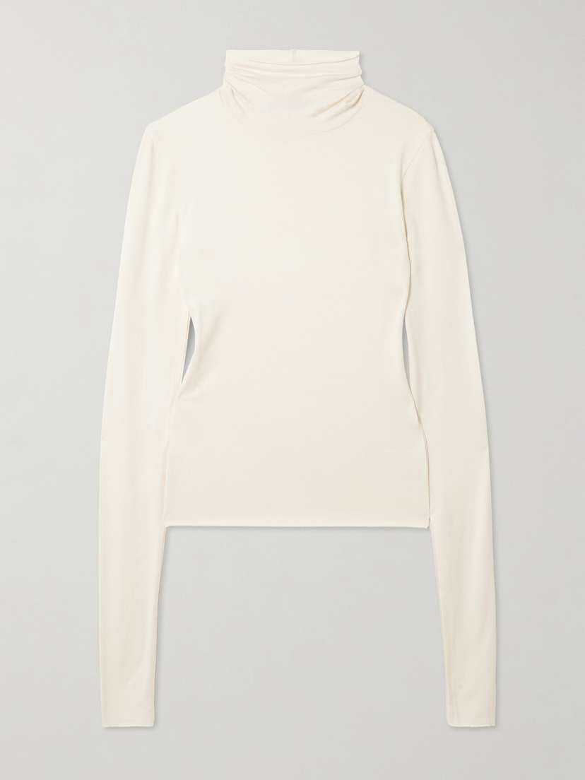 ÉTERNE Stretch-modal Jersey Turtleneck Top