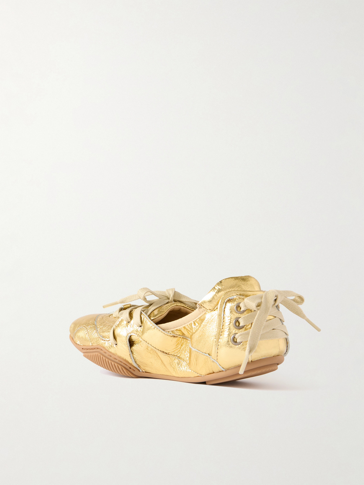 Acne Studios Metallic Leather Sneakers In Gold