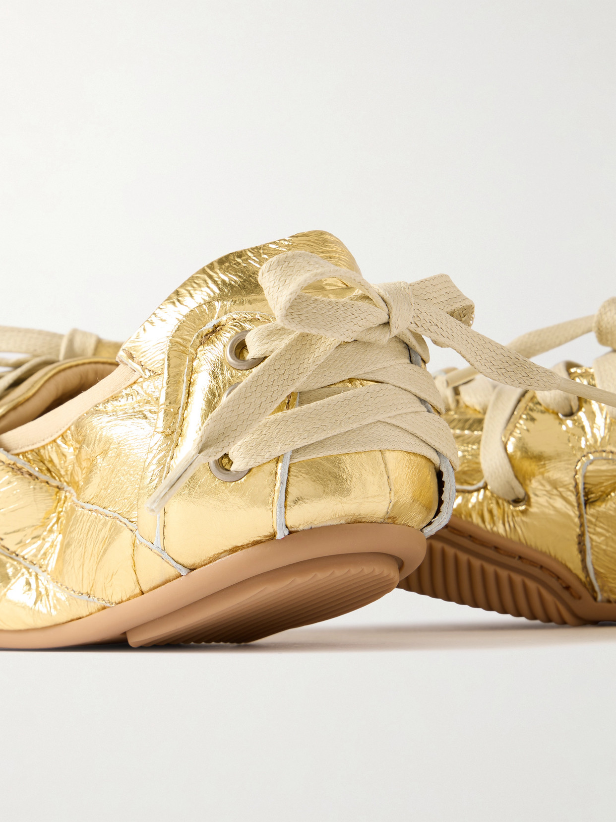 Acne Studios Metallic Leather Sneakers In Gold