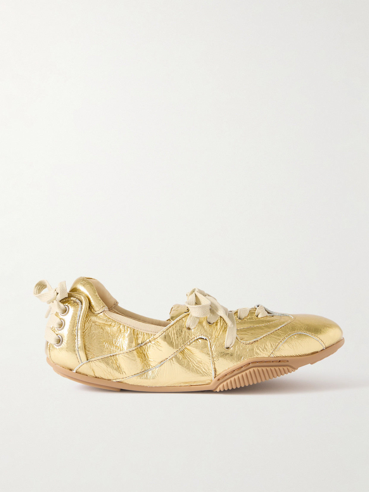 Acne Studios Metallic Leather Sneakers In Gold