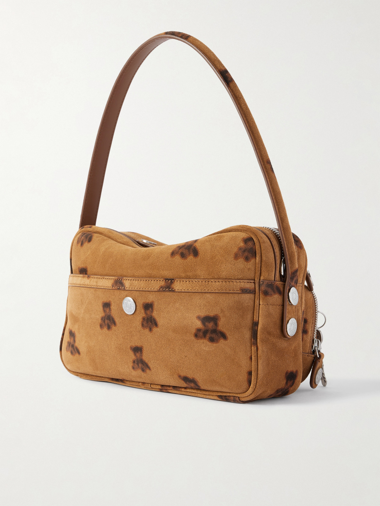 Acne Studios Small Printed Suede Shoulder Bag In Brown
